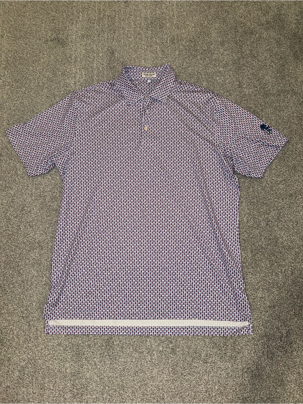 Peter Millar Purple and White Geo-Print Performance Polo